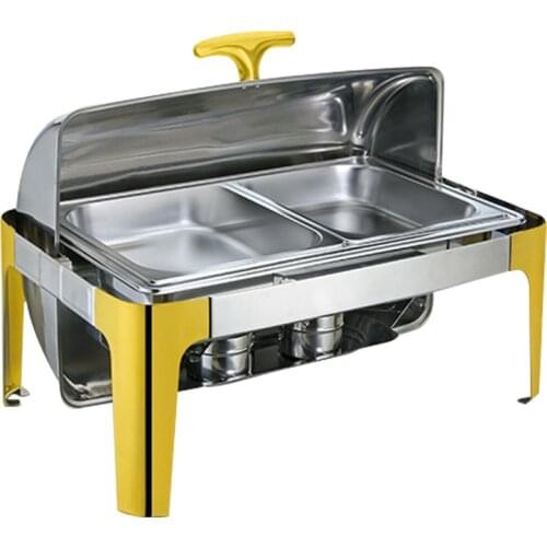 Gold-plated high-end buffet stove Hotel flip electric hot plate stainless steel insulation Buffy furnace food preservation