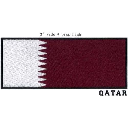 Qatar 3" wide embroidery flag patch iron alphabet letters/baby iron on patches/badge