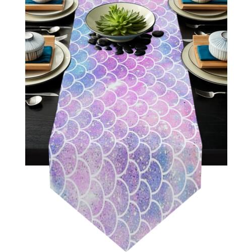 Mermaid Scales Colorful Table Runners Modern Home Kitchen Dining Tablecloths Wedding Party Table Decoration Table Runner