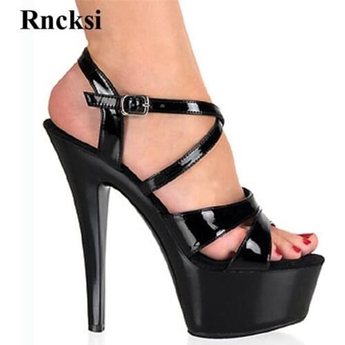 Rncksi Women Sexy Classic Woman Straps Pole Dance High Heel Party Sandals 15cm Stiletto High Heel Wedding Pole Dance Shoes
