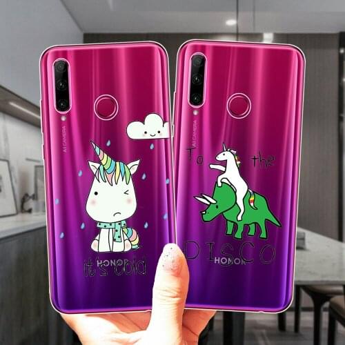 Cute Cartoon Cold Unicorn Horse Silicone Case For Huawei Honor 30 10i 20i 9 9X 8X 8C Mate 10 20 Lite Pro Soft Clear Back Cover