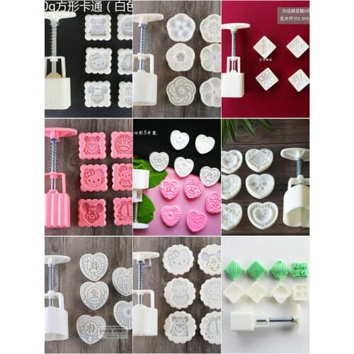 Mid-Autumn Mooncake Mould Set Pastry love Hand-pressed Crystal Snowy Mooncake Mung Bean Cake cake mold kitchen tools