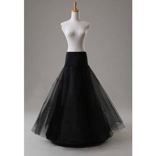 A Line Black Petticoat without Hoop 2 Layer Tulle High Quality Wedding Underskirt Wedding Accessories