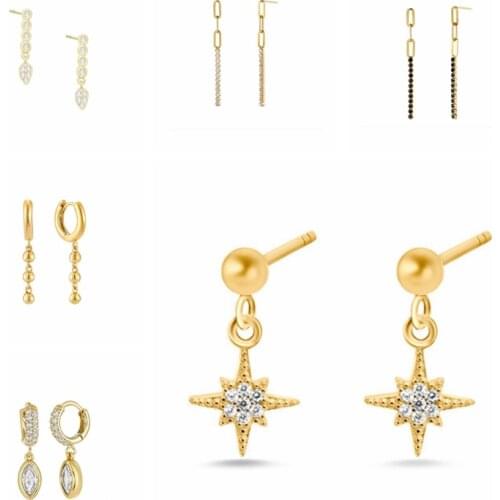 BOAKO Earrings For Women Piercing 925 Sterling Silver Anise Star Earrings Dangle Jewelry Fashionable Zircon Lurury Diamond #8.1