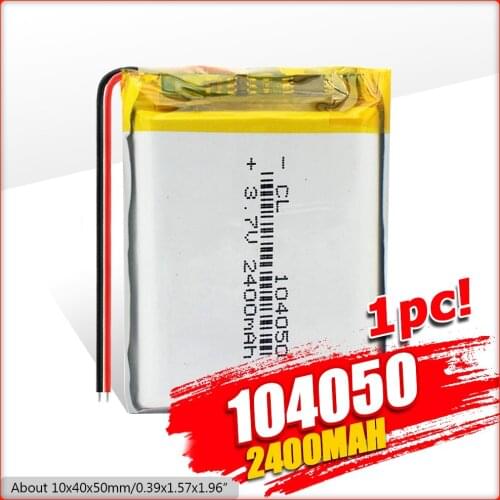 1/2/4 Pieces 3.7 V Volt 2400mah Rechargeable Battery 104050 Li-ion Polymer Li Po Batteries For Solar Lamp Power Bank Radio GPS