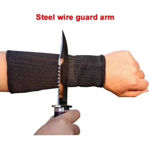 1pair Anti-cut Arm Guard Stainless Steel Wire Arm Sleeves High Strength Fiber Outdoor Mining Fire Rescue Body Protector