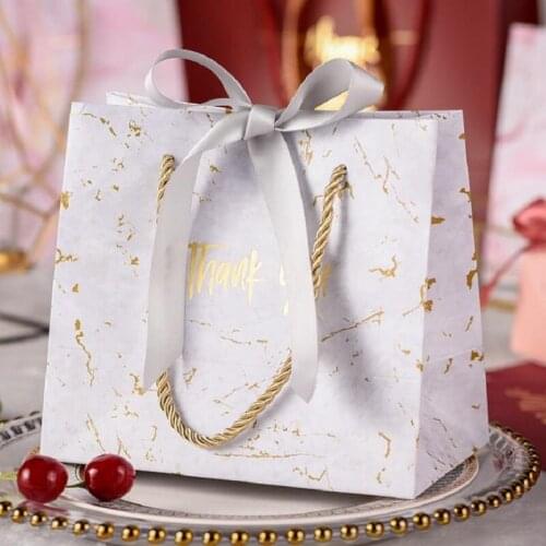 10/20/30 Pcs Marble Gift Bag Box for Candy Chocolate Boxes Wedding Gift Christmas Packaging Box Party Supplies with Handle