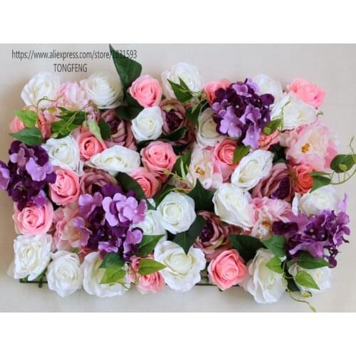 10pcs/lot Artificial rose flower wall wedding background decoration With leaves artificial flowers arches TONGFENG
