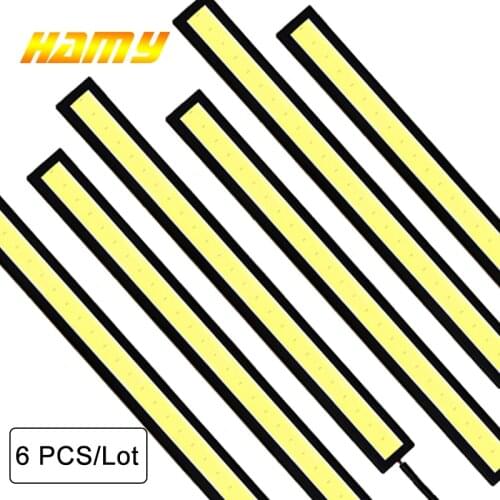 6 PCS Car LED Bulb DRL Strip Daytime Running Light 17CM COB 12V Auto External Atmosphere Styling Light Bar Fog Lamp White Blue
