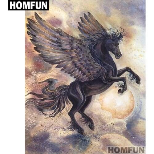 HOMFUN Full Square/Round Drill 5D DIY Diamond Painting "horse angel" Embroidery Cross Stitch 5D Home Decor Gift A01446