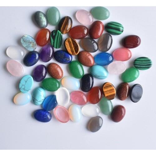 2020 Fashion hot sale mixed natural stone Oval CAB CABOCHON tiger eye opal stone beads 10x14mm wholesale 50pcs/lot free shipping