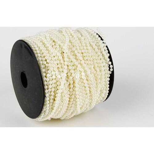 50M 164FOOT 1 Roll 3mm Cream Pearls Bead Garland Chain Party Wedding Decoration Center Candle Decor Crafting Favor DIY