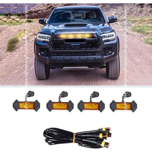 For Toyota Tacoma 2016-2021 LED Car Front bumper Grille LED Amber Light Raptor Style Light Kit Decor W/ Wire Speed