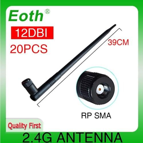 2.4GHz RP-SMA Connector WiFi 2.4G Antenna 12dBi 20pcs antena long High Gain Wireless Networking Aerial for Router Indoor Outdoor