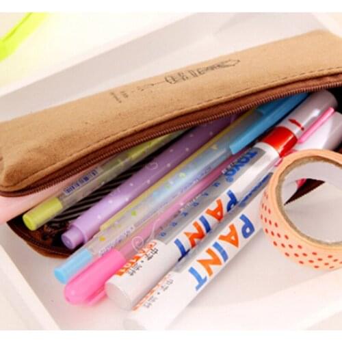 Vintage Cotton And Linen Canvas Student Pencil Case High Capacity Stationery Bags Simple Pen Pencil Bag School Supply