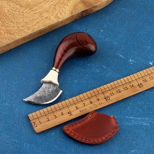 Karambit Damascus steel fixed blade wooden handle tactical outdoor camping survival hunting self-defense tool straight knife