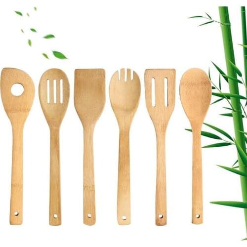 Kitchen Wooden Cooking Tools Bamboo Wood Spoon Spatula Wooden Cooking Utensil Sets Premium Non-Stick Wooden Kitchen Utensils Set