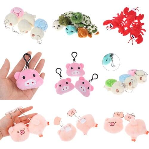 1Pc Kawaii Plush Stuffed Mini Pig Head Ass Tortoise Crayfish Cartoon Animal Toy for Kids Girl Baby Plush Animals Toy Keychain