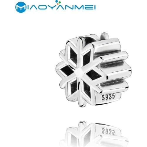 Fashion 925 Sterling Silver Beads Fit Original Pandora Bracelets Polished Snowflake Charm Women DIY Jewelry Gift