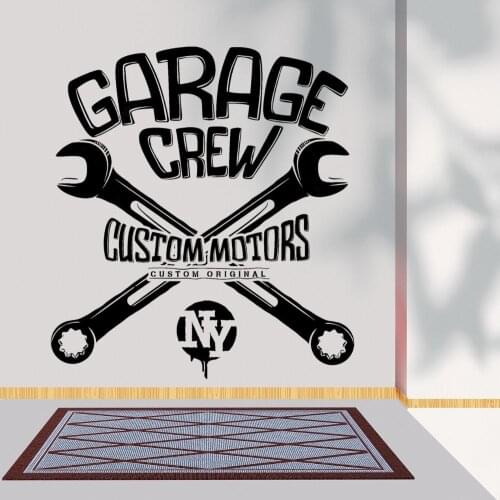Garage Crew Custom Motor Wall Sticker Motor Service Garage Workshop Decal Wall Art Decoration A001389