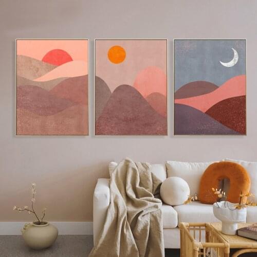 Nordic Morden Sunset Landscape Canvas Panting Wall Art Living Room Bedroom Family Print and Poster Decoration Picture Home Decor