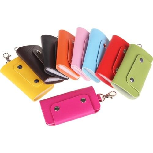 New Solidl Casual Women Housekeeper For Home Leather Coin Pouch Case Wallet Man Car Key Holder Keyring