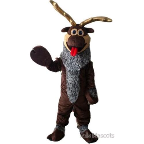 Full Mascot Reindeer Costume Plush Suit Full Body Moose Fancy Dress for Christmas Stage Wear Costumes Animal Mascots