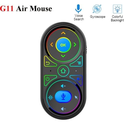 G11 Air Mouse Google Voice Microphone RGB Backlit Gyro remote control IR Learning 2.4G Wilress rechargeable mini remote