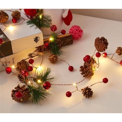 2M Christmas LED String Lights Creative Pine Cone Copper Wire Fairy Lights Home Party Christmas Tree Room Indoor Decoration Lamp
