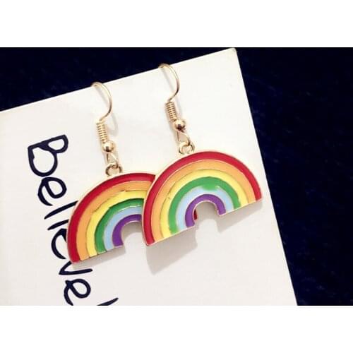 New Fashion Rainbow Shape Women Drop Earrings Alloy Summer Vacation Popular Jewelry For Girls Kids Lady Christmas Day Gift