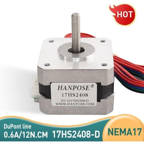 Free Shipping Nema 17 Stepper Moto 17HS2408 4-lead 42 motor 42BYGH 0.6A with DuPont line For 3D Printer Monitor Equipment