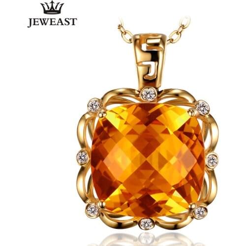 SLFD Natural citrine 18K Pure Gold Pendant Real AU 750 Solid Gold Upscale Trendy Classic Fine Jewelry Hot Sell New 2020