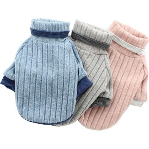 Spring Dog Shirts Teddy Bichon Pet Sweater High Neck Clothes for Dogs Stripe XS S M L XL