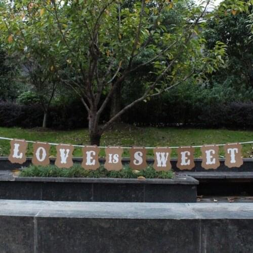 Vintage "LOVE IS SWEET" Bunting Flags Wedding Garland Banner Photo Booth Party Photography Props Decoration Events Supplies