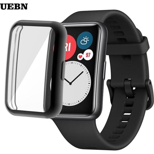 UEBN TPU Soft Full Protector Case Shell Edge Frame For Huawei Watch Fit Protective Film Cover For Huawei fit 2020 watch