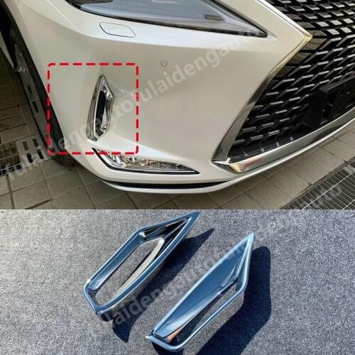 2PCS For Lexus RX300 RX450H 2020-2021 ABS Chrome Front Fog Lights Lamp Cover Trim decor Stickers Car Accessories