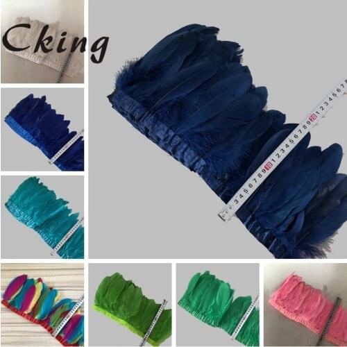 2 Yard 27 colors avaibale Goose Feather Trims 15-20cm 6-8inch DIY geese feather ribbons fringes sewing materials for crafts deco