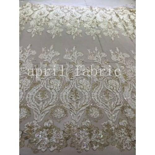 5yards HLL001 stock gold white postion flower lace shining glitter lace for india african wedding /lady dress free ship by dhl