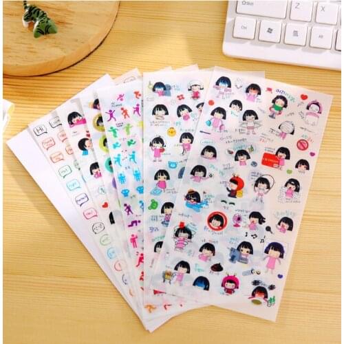 6pcs Lovely girl pvc Stickers DIY Diary Scrapbook Notebook Album Cup Phone Decor Sticker Stationery School Supplies