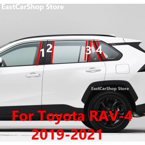 Car Door Window Middle Column Trim Decoration Protection Strip PC Stickers for Toyota RAV-4 RAV4 2021 2020 2019 Accessories