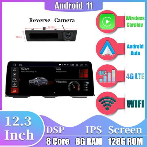 Android 10.0 Car Player Stereo Multimedia Navigation GPS For BMW 5 Series F10 F11 2011-2012 CIC 2004-2008 NBT System 12.3 Inch
