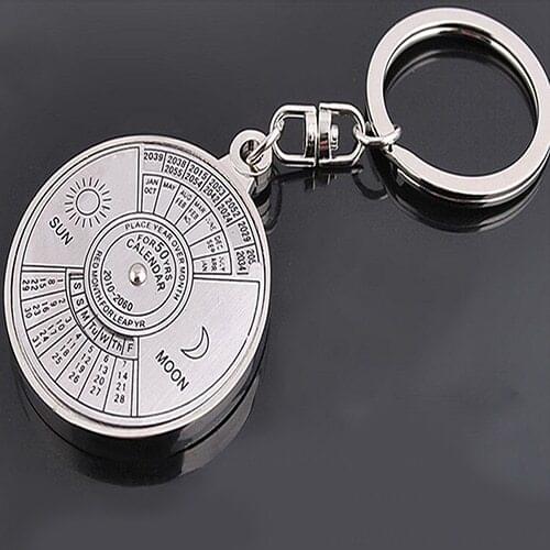 50 Years Perpetual Calendar Keyring Keychain Silver Alloy Key Chain Ring Keyfob 6RMA