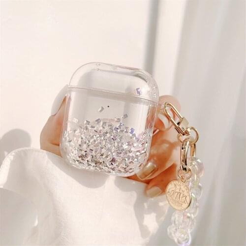 Gorgeous Sequined Quicksand Pendant Earphone Case For Apple AirPods1/2 Pro3 Earbuds Soft Cover Wireless Bluetooth Headset Box