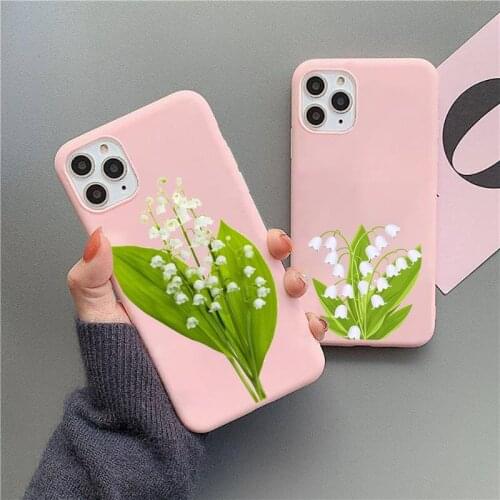 Lily of the valley Phone Case Candy Color for iPhone 11 12 mini pro XS MAX 8 7 6 6S Plus X 5S SE 2020 XR Soft TPU Mobile bags