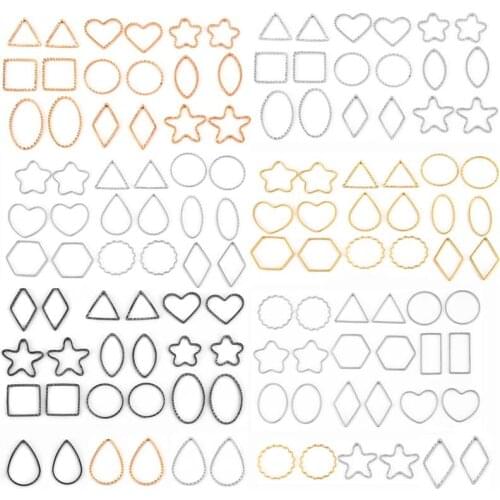 20pcs DIY Open Bezel Black Pendants Copper Geometric Frame Charms Pendants For DIY Earrings Jewelry Making Accessories