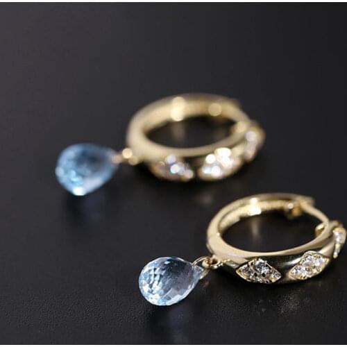 Original new topaz diamond drop opening adjustable ring retro light luxury charm ladies brand silver jewelry
