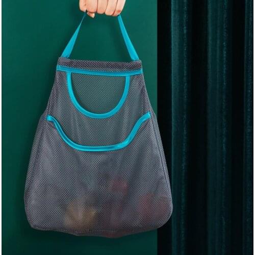 Double Layer Portable Hanging Mesh Fruit Vegetable Storage Net Bag Kitchen Pouch