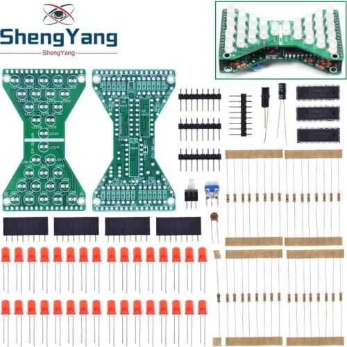 DC 5V Red Blue Green LED Electronic Hourglass DIY Kit Speed Adjustable Funny Electronic DIY Kits LED Double Layer PCB Board