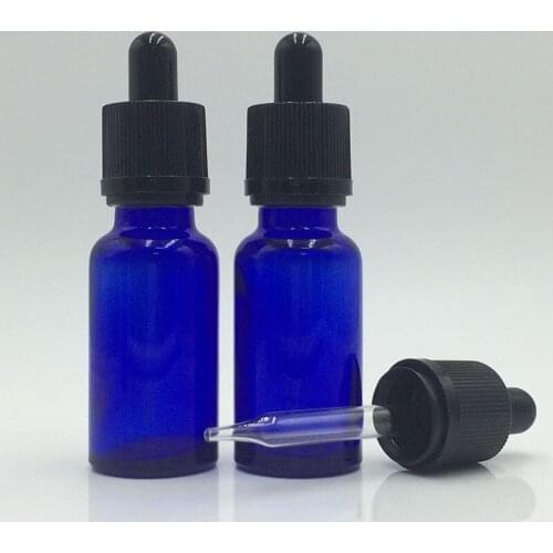 Blue Glass Essential Oil Bottles Container With Childproof Rubber Glass Dropper E Cig Liquid Blue glass Empty Bottle