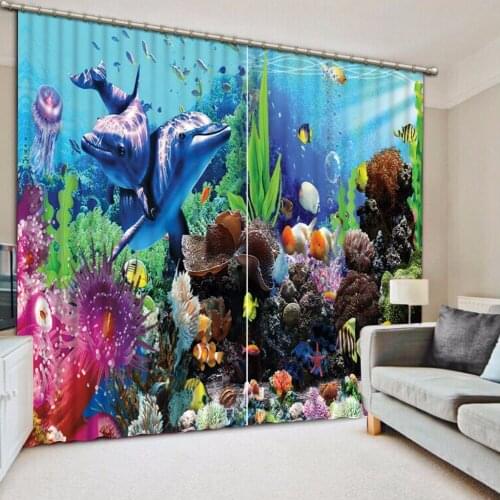 3D Drapes Colorful underwater world Cotton Curtains For Bedroom Living Room Modern Children Room Kitchen Room Curtains